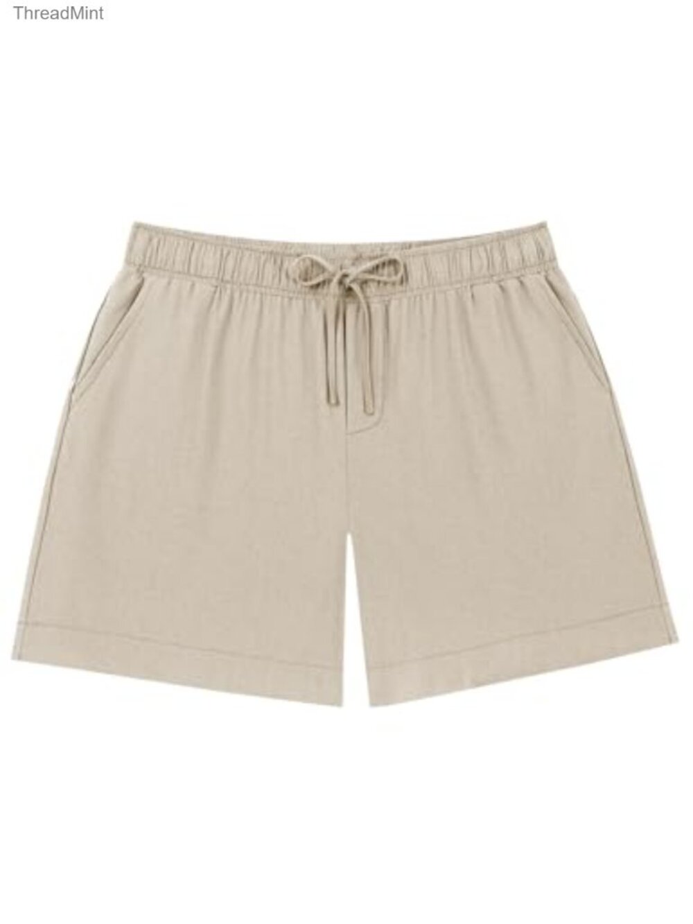 Mens Linen Shorts Elastic Waist Drawstring Summer Beach Golf Shorts Lightweight